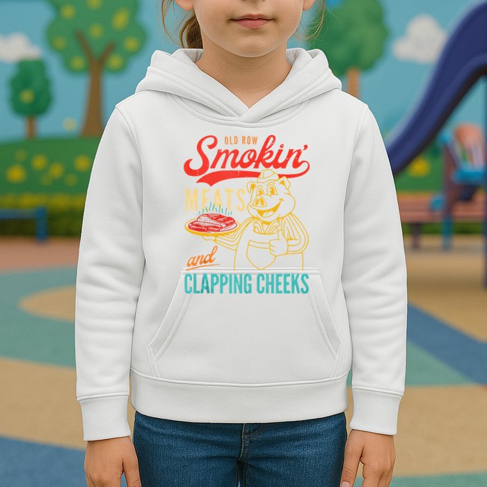 Old Row Smokin Meats And Clapping Cheeks Funny Kids Hoodie