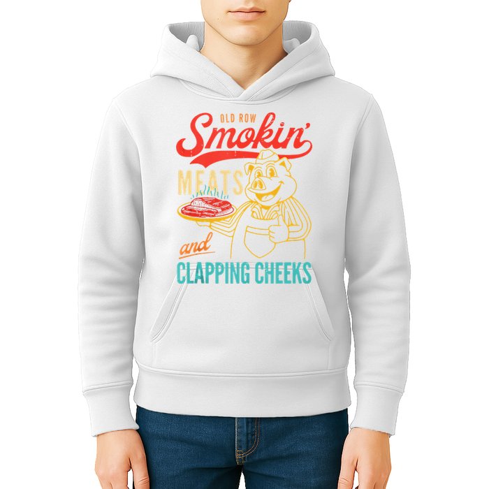 Old Row Smokin Meats And Clapping Cheeks Funny Kids Hoodie
