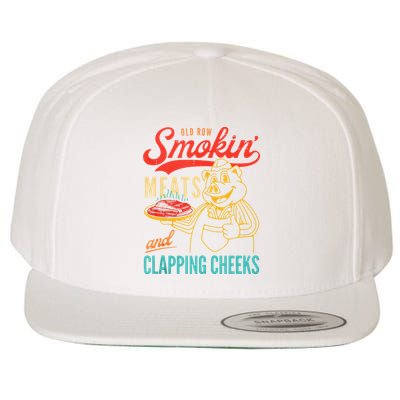 Old Row Smokin Meats And Clapping Cheeks Funny Wool Snapback Cap