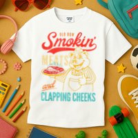 Old Row Smokin Meats And Clapping Cheeks Funny Kids T-Shirt