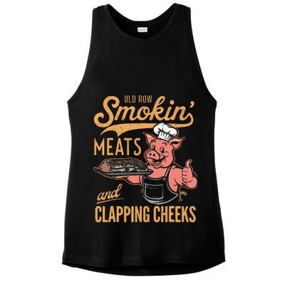 Old Row Smokin Meats And Clapping Cheeks Funny Bbq Ladies PosiCharge Tri-Blend Wicking Tank