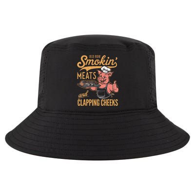 Old Row Smokin Meats And Clapping Cheeks Funny Bbq Cool Comfort Performance Bucket Hat