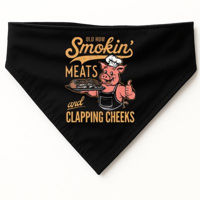 Old Row Smokin Meats And Clapping Cheeks Funny Bbq USA-Made Doggie Bandana