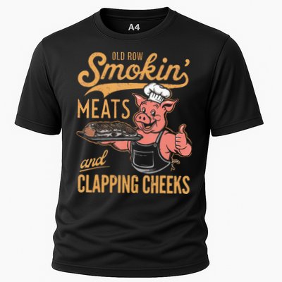 Old Row Smokin Meats And Clapping Cheeks Funny Bbq Performance Shirt
