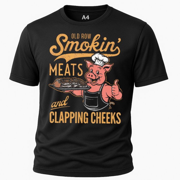 Old Row Smokin Meats And Clapping Cheeks Funny Bbq Performance Shirt