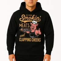 Old Row Smokin Meats And Clapping Cheeks Funny Bbq Hoodie