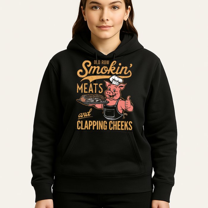 Old Row Smokin Meats And Clapping Cheeks Funny Bbq Hoodie
