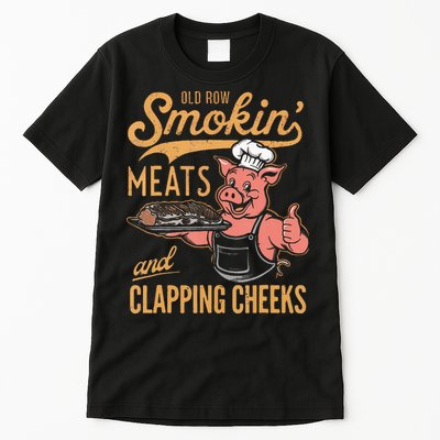 Old Row Smokin Meats And Clapping Cheeks Funny Bbq Tall T-Shirt