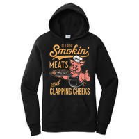 Old Row Smokin Meats And Clapping Cheeks Funny Bbq Women's Pullover Hoodie