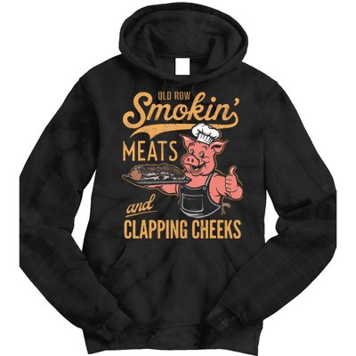 Old Row Smokin Meats And Clapping Cheeks Funny Bbq Tie Dye Hoodie