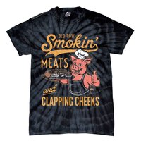 Old Row Smokin Meats And Clapping Cheeks Funny Bbq Tie-Dye T-Shirt