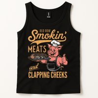 Old Row Smokin Meats And Clapping Cheeks Funny Bbq Tank Top