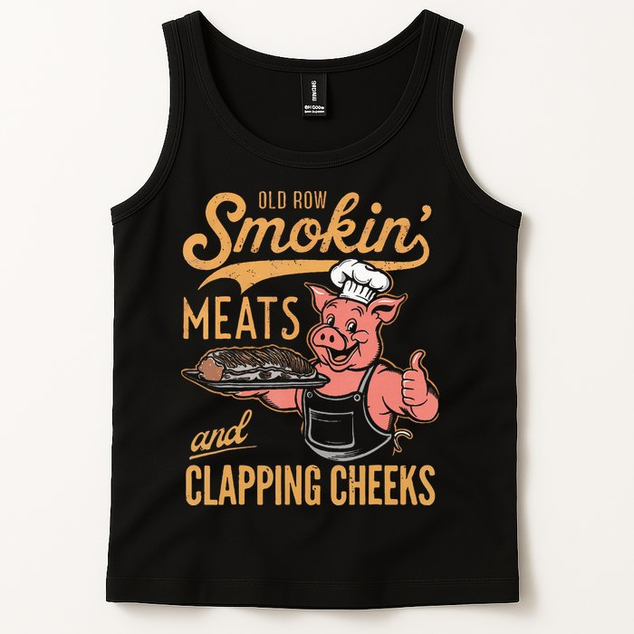 Old Row Smokin Meats And Clapping Cheeks Funny Bbq Tank Top