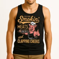 Old Row Smokin Meats And Clapping Cheeks Funny Bbq Tank Top