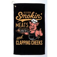 Old Row Smokin Meats And Clapping Cheeks Funny Bbq Golf Towel