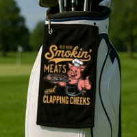 Old Row Smokin Meats And Clapping Cheeks Funny Bbq Golf Towel