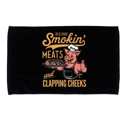 Old Row Smokin Meats And Clapping Cheeks Funny Bbq Microfiber Hand Towel