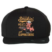 Old Row Smokin Meats And Clapping Cheeks Funny Bbq Wool Snapback Cap