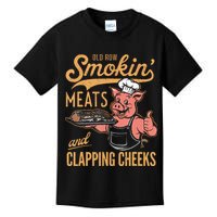 Old Row Smokin Meats And Clapping Cheeks Funny Bbq Kids T-Shirt