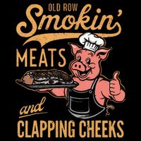 Old Row Smokin Meats And Clapping Cheeks Funny Bbq Kids T-Shirt