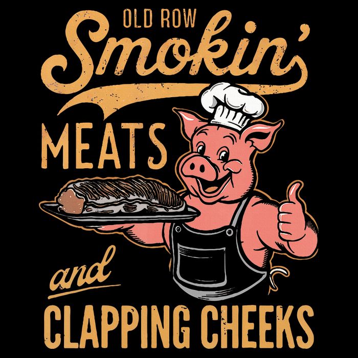 Old Row Smokin Meats And Clapping Cheeks Funny Bbq Kids T-Shirt