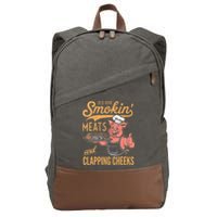 Old Row Smokin Meats And Clapping Cheeks Funny Bbq Cotton Canvas Backpack