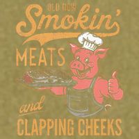 Old Row Smokin Meats And Clapping Cheeks Funny Bbq Garment-Dyed Women's Muscle Tee