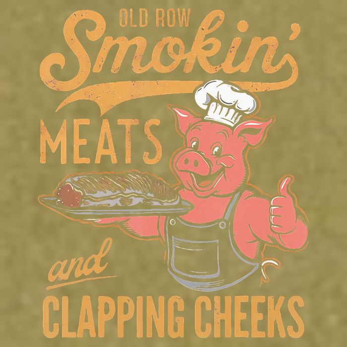 Old Row Smokin Meats And Clapping Cheeks Funny Bbq Garment-Dyed Women's Muscle Tee