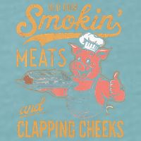 Old Row Smokin Meats And Clapping Cheeks Funny Bbq Sueded Cloud Jersey T-Shirt