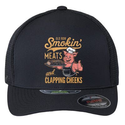 Old Row Smokin Meats And Clapping Cheeks Funny Flexfit Unipanel Trucker Cap