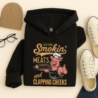Old Row Smokin Meats And Clapping Cheeks Funny Hoodie