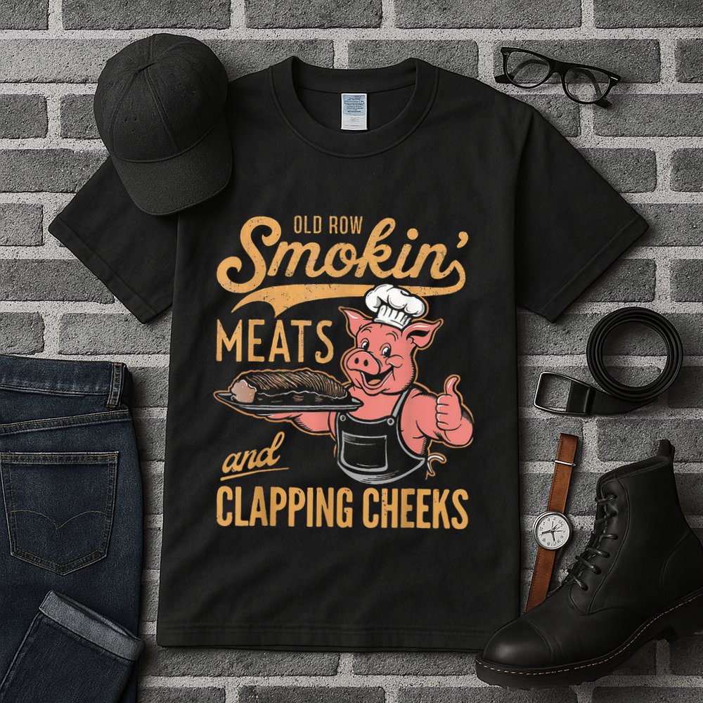 Old Row Smokin Meats And Clapping Cheeks Funny Tall T-Shirt