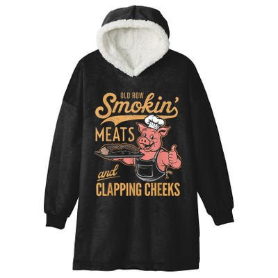 Old Row Smokin Meats And Clapping Cheeks Funny Hooded Wearable Blanket