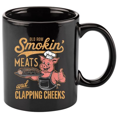 Old Row Smokin Meats And Clapping Cheeks Funny 11oz C Handle Ceramic Mug