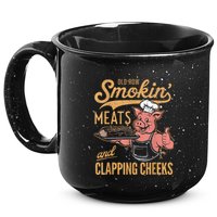 Old Row Smokin Meats And Clapping Cheeks Funny 15oz Campfire Ceramic Mug