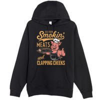 Old Row Smokin Meats And Clapping Cheeks Funny Premium Pullover Hoodie
