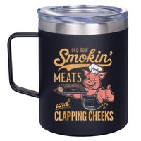 Old Row Smokin Meats And Clapping Cheeks Funny 12oz Stainless Steel Coffee Mug