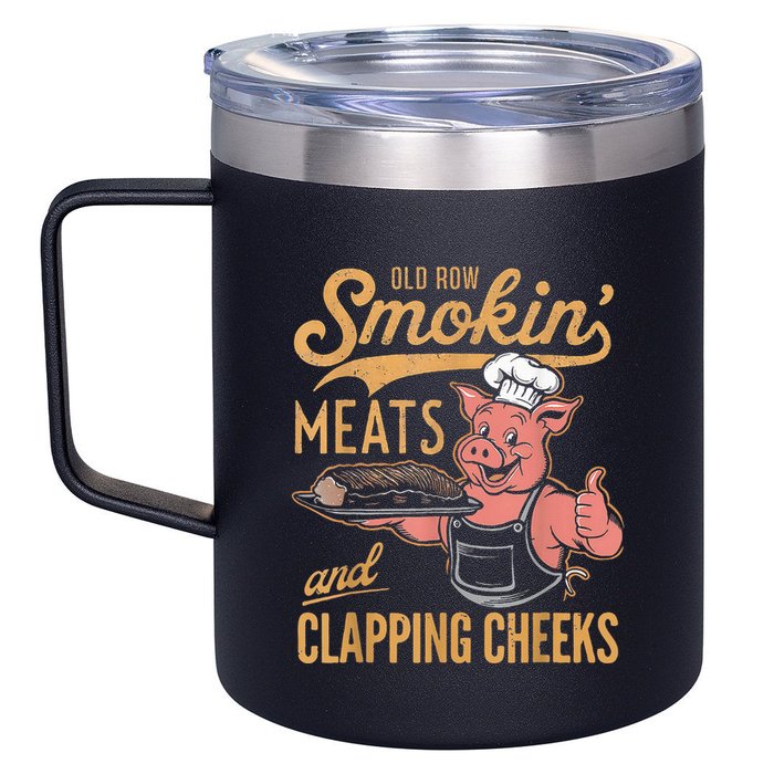 Old Row Smokin Meats And Clapping Cheeks Funny 12oz Stainless Steel Coffee Mug