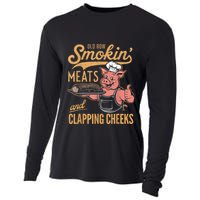 Old Row Smokin Meats And Clapping Cheeks Funny Cooling Performance Long Sleeve Crew