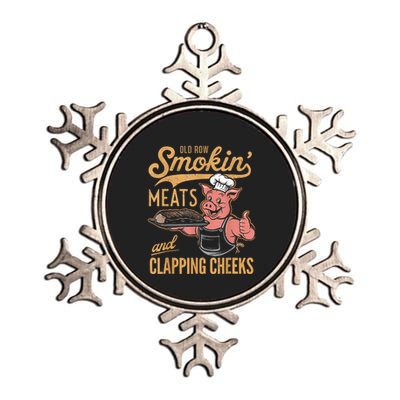 Old Row Smokin Meats And Clapping Cheeks Funny Metallic Star Ornament