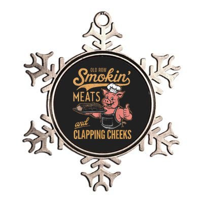 Old Row Smokin Meats And Clapping Cheeks Funny Metallic Star Ornament