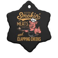 Old Row Smokin Meats And Clapping Cheeks Funny Ceramic Star Ornament