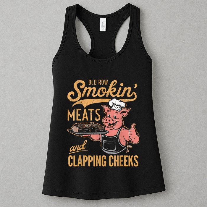 Old Row Smokin Meats And Clapping Cheeks Funny Womens Tank Top