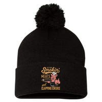 Old Row Smokin Meats And Clapping Cheeks Funny Pom Pom 12in Knit Beanie