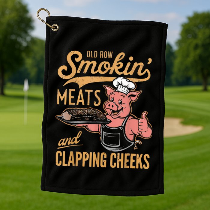 Old Row Smokin Meats And Clapping Cheeks Funny Golf Towel