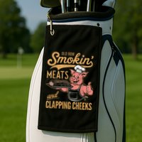 Old Row Smokin Meats And Clapping Cheeks Funny Golf Towel