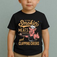 Old Row Smokin Meats And Clapping Cheeks Funny Toddler T-Shirt