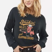 Old Row Smokin Meats And Clapping Cheeks Funny Cropped Pullover Crew