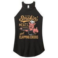 Old Row Smokin Meats And Clapping Cheeks Funny Women's Perfect Tri Rocker Tank