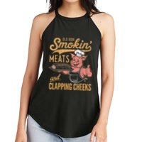 Old Row Smokin Meats And Clapping Cheeks Funny Women's Perfect Tri Rocker Tank